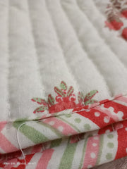 Reversible Floral Print Kantha Quilt Razai Throw Blanket Sofa Cover Bed Spread Bedding Bohemian Cotton Filling Queen Hand Block Print