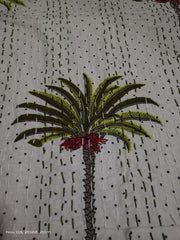 Vintage Indische Palme Kantha Quilt Indischer Quilt Blockdruck Quilt Tagesdecke Boho Boho Baumwolle Überwurf Quilt Handgemacht