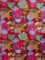 Handmade Indian fruit print Kantha Quilt, Kantha Blanket, Throw, Kantha, Bedspread Bedding, Throw Single Size