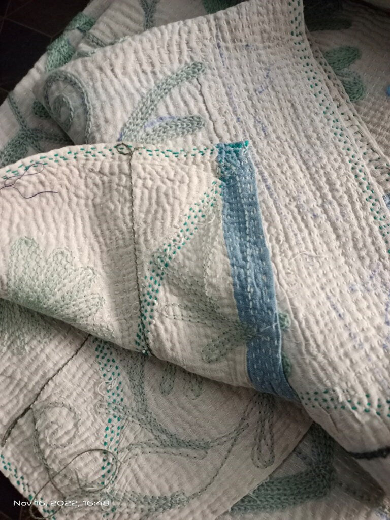 Antique Vintage Kantha Quilt Hand stitched Quilt Indian Ralli Quilt Reversible Kantha Throw Boho Cotton Quilt Handmade Kantha Sofa Bedspread