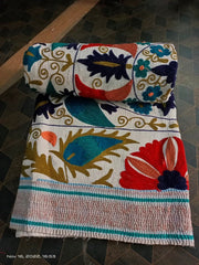 High-Quality Handmade Indigo Sujani Quilt – Cotton Throw with Beautiful Sujani Work