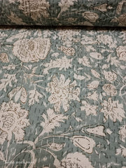 Indischer Kantha Quilt mit Blumendruck, Kantha Decke, Überwurf, Kantha, handgenähte Tagesdecke, Überwurf Einzel-/Doppel-/Kingsize-Bett, handgefertigt