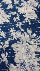 Indian Floral Print Kantha Quilt- Traditional  Vintage Boho Queen Size Bedspread