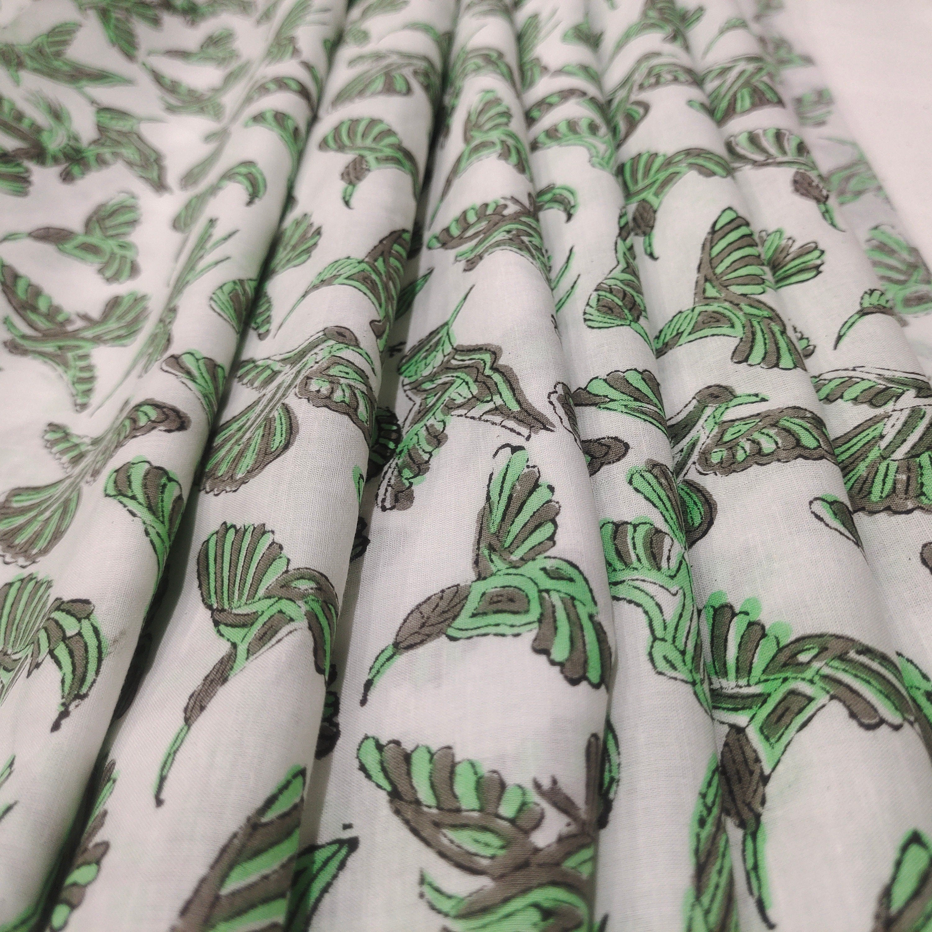 Blumenstoff Blockprint Stoff, Indischer Voile Baumwollstoff, floraler leichter weicher Jaipuri Stoff Meterware