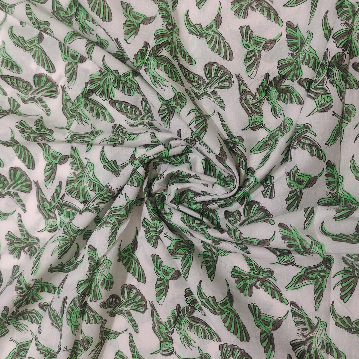 Blumenstoff Blockprint Stoff, Indischer Voile Baumwollstoff, floraler leichter weicher Jaipuri Stoff Meterware
