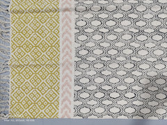 Indischer handbedruckter Bodenteppich, Handgemachter Teppich, Indischer Dhurrie-Teppich, Baumwollteppich, Flächenteppich, Aztekenteppich