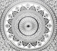 Indisches graues Ombre-Mandala-Queen-Size-Doona-Bettbezug-Set aus Baumwolle mit 2 Kissenbezügen, Mandala-Decke