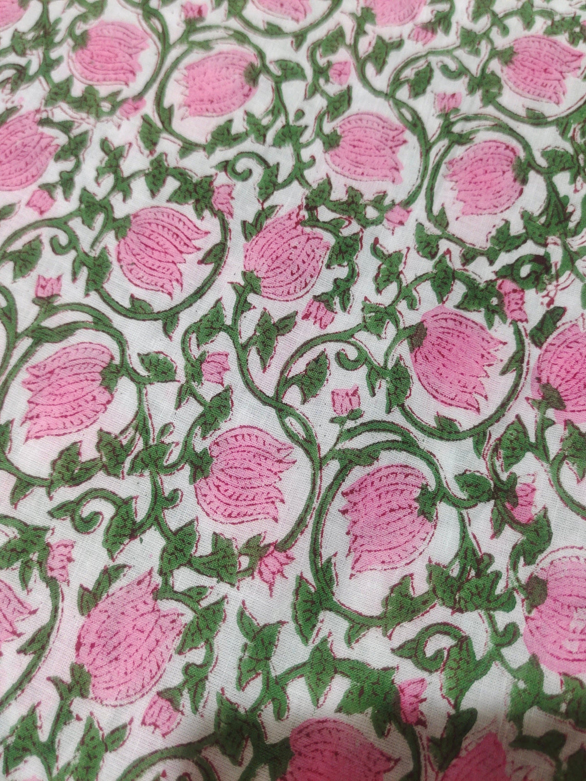 Flower Fabric Block Print – Indian Voile Cotton Floral Lightweight Soft Jaipuri Fabric By The Yard