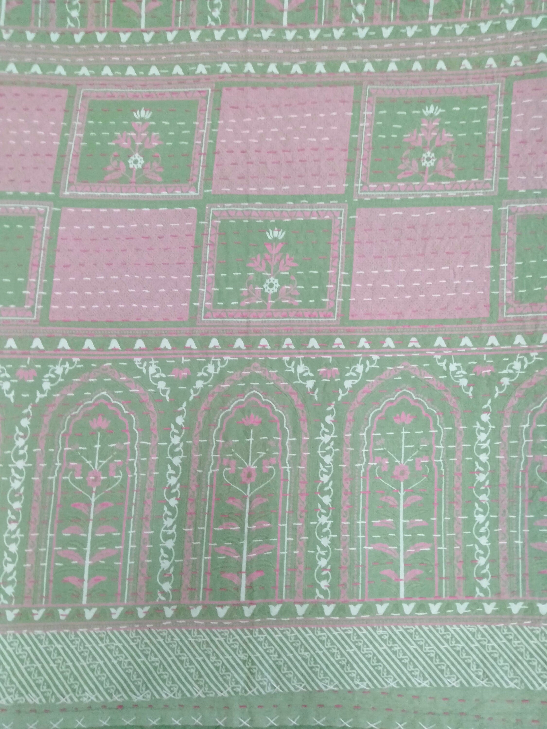 Kantha Bettüberwurf Indische Baumwolle Blumendruck Bettüberwurf Boho Dekor Bettwäsche Handgemachte Baumwolldecke Große Dekor Bettwäsche King Size Gudri
