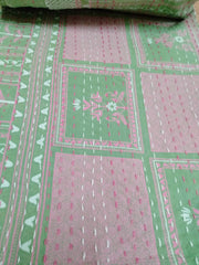 Kantha Bettüberwurf Indische Baumwolle Blumendruck Bettüberwurf Boho Dekor Bettwäsche Handgemachte Baumwolldecke Große Dekor Bettwäsche King Size Gudri
