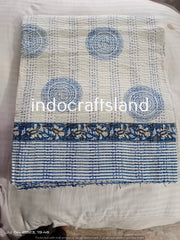 Handblock Printed Quilt Handmade kantha Quilt Indian Kantha Quilt Indian Print Summer Winter Cotton Bedspread Indian Light Weight Bedding