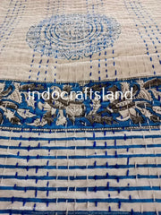 Handblock Printed Quilt Handmade kantha Quilt Indian Kantha Quilt Indian Print Summer Winter Cotton Bedspread Indian Light Weight Bedding
