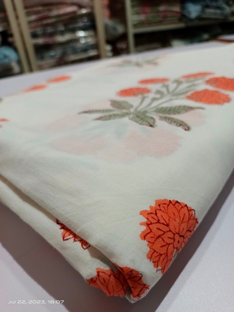 Indischer Baumwollstoff, Sommerkleider, Handblockdruck, Boho-Stoff, Gypsy-Stoff, Quilting-Baumwolle, Blumendruck-Stoff Baumwolle
