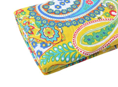 Indian Yellow Paisley Print Boho Fabric – 100% Cotton Cloth by 5 Yards for Curtains & Dressmaking