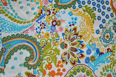 weißer Paisley-Druck, indischer Blumen-Handblockdruck, 100 % Baumwollstoff, Stoff von 5 Yard, Stoff für Vorhänge, Kissen, Kleiderherstellung