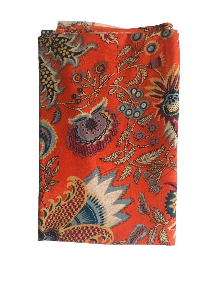 Orange Batik Ikat Cotton Fabric