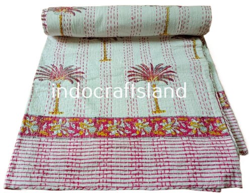 Indischer Kantha Quilt Handblockdruck Kantha Überwurf Decke Tagesdecke Kantha Bettbezug Boho Quilt Queen Size Quilt Boho Gudari