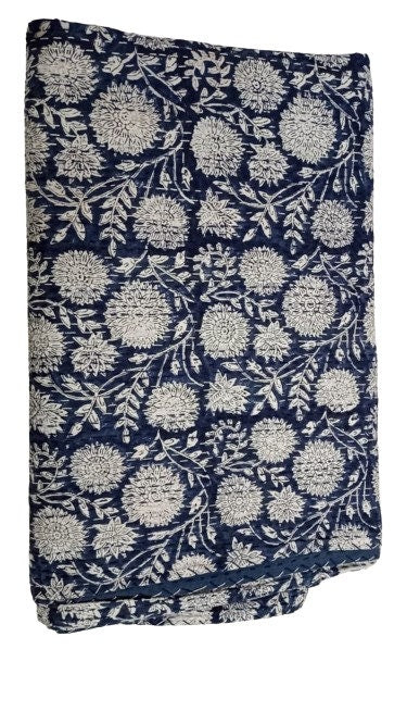 Hand Block Cotton Kantha Quilt Bedding Bed Cover Throw Sofa Coverlet Bedspread Queen Size Handmade Blanket Vintage Gudri