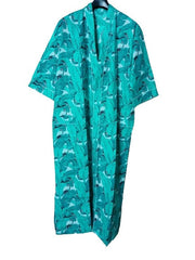 Indian Large Floral Print Cotton Bathrobe – Women’s Kimono Dressing Gown & Nightwear