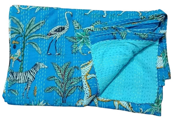 Boho Handblock Kantha Quilt