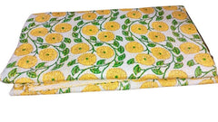 Indian Kantha Quilt – Hand Sewn Flower Print Cotton Blanket, Double Size Throw