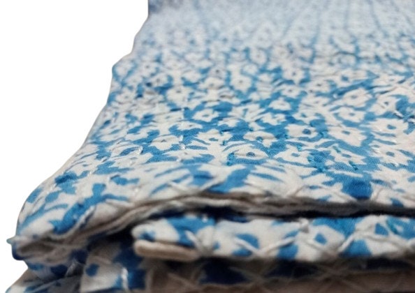 Indischer Handblockdruck Kantha Quilt Überwurf Wendedecke Tagesdecke Baumwollstoff BOHEMIAN Boho Quilt Chic Bettwäsche Überwürfe Doppelgröße