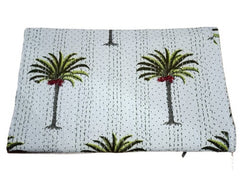 Vintage Indische Palme Kantha Quilt Indischer Quilt Blockdruck Quilt Tagesdecke Boho Boho Baumwolle Überwurf Quilt Handgemacht