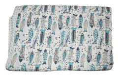 Kantha Quilt Handblock Fisch Bedruckte Kantha Decke Baumwolle Kantha Tagesdecke Handgemacht Kantha Überwurf Twin und Queen und King Size