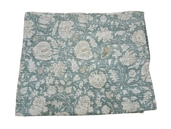 Indischer Kantha Quilt mit Blumendruck, Kantha Decke, Überwurf, Kantha, handgenähte Tagesdecke, Überwurf Einzel-/Doppel-/Kingsize-Bett, handgefertigt