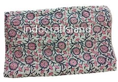 Handbedruckte Doppel-Boho-Kantha-Steppdecke im Vintage-Stil, indische Kantha-Tagesdecke, handgenähte Kantha-Überwurfdecke aus Baumwolle im Vintage-Stil