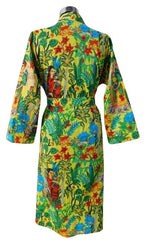 Indian Large Yellow Frida Kahlo Printed Cotton Bathrobe – Women’s Kimono Dressing Gown