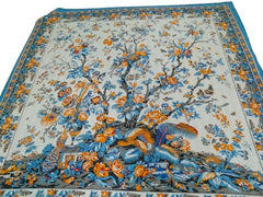 Indian Kantha Quilt – Handmade Floral Print King Size Bedspread & Bohemian Throw