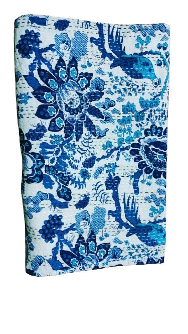 Indian Kantha Quilt – Handmade 100% Cotton Floral Print Bedspread & Blanket Throw