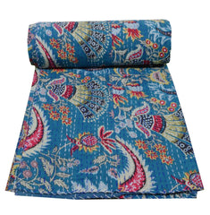 Handmade Indian patchwork print Kantha Quilt, Kantha Blanket, Throw, Kantha, Bedspread Bedding, Throw Single Size