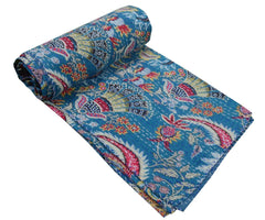 Handmade Indian patchwork print Kantha Quilt, Kantha Blanket, Throw, Kantha, Bedspread Bedding, Throw Single Size