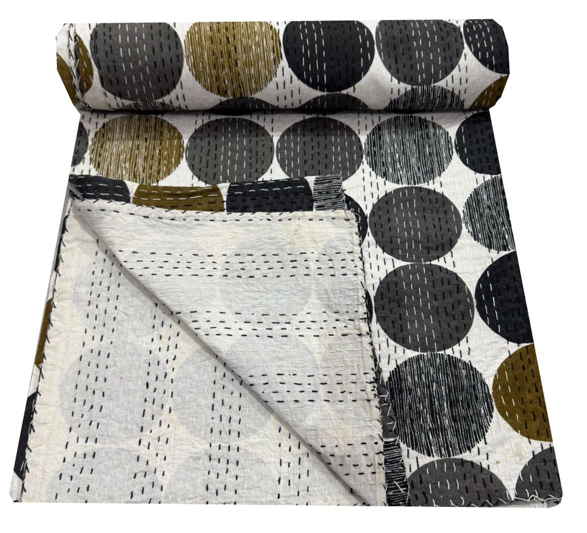 Polka Dot Kantha Cotton Quilt