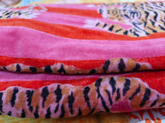 Pink Printed Cotton Velvet Fabric