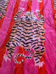 Pink Printed Cotton Velvet Fabric