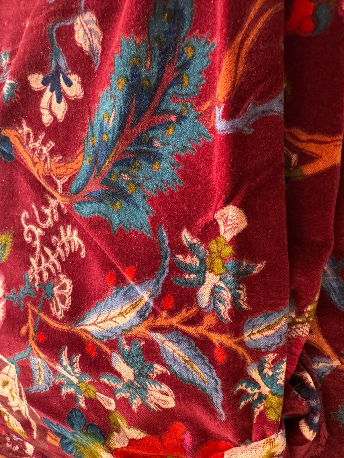 Indian Floral Printed Velvet Fabric