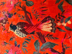 Orange Bird Cotton Velvet Fabric