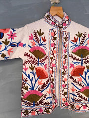 Indische Handstickerei Jacke Mantel, Damen Winterjacken, Brautjungfern Geschenk, Winterjacke, Kimono Robe, Brautjungfernjacken Baumwolle Suzani