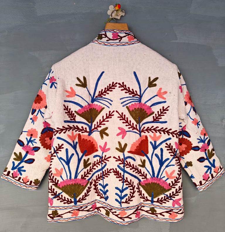 Indische Handstickerei Jacke Mantel, Damen Winterjacken, Brautjungfern Geschenk, Winterjacke, Kimono Robe, Brautjungfernjacken Baumwolle Suzani