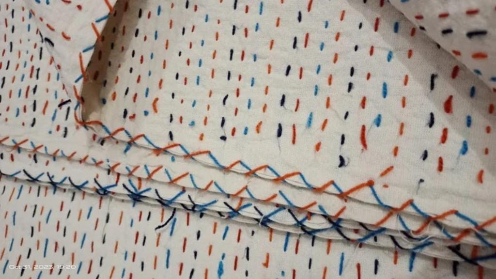 Indischer Mehrnähte Baumwolle Kantha Quilt Bettwäsche Bettbezug Überwurf Sofaüberwurf Tagesdecke Queen Size Handgemachte Decke Gudri