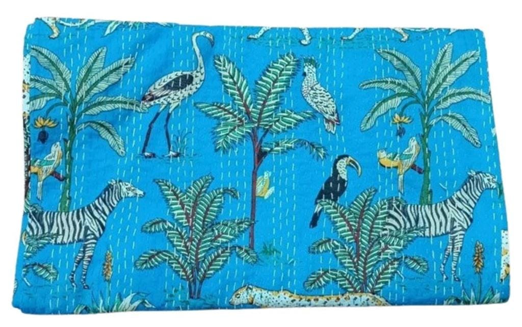 Boho Handblock Kantha Quilt