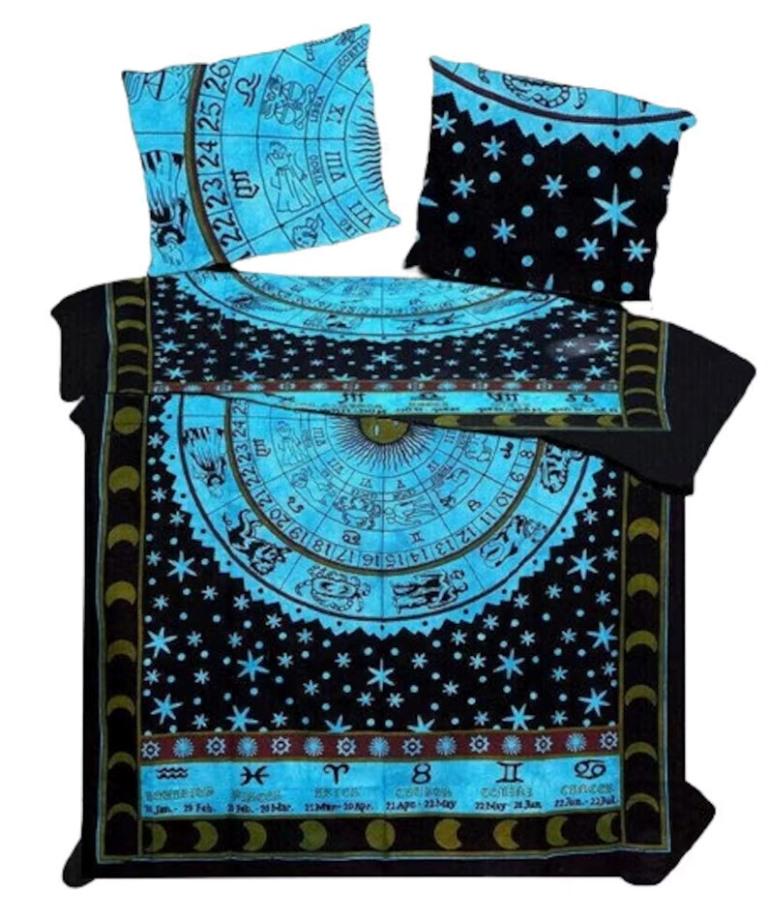 Queen Size Bettlakenbezug Mandala Bettwäsche Set Indische Tagesdecke Baumwollset Baumwollbettwäscheset mit 2 Kissenbezügen Mandala Decke