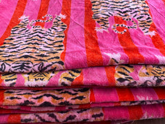 Pink Printed Cotton Velvet Fabric