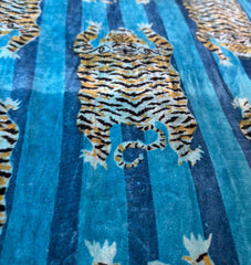 Turquoise Printed Cotton Velvet Fabric