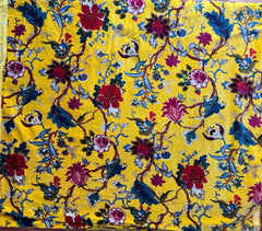Indischer Samtstoff, Samtstoff, Baumwollsamtstoff, Polsterstoff, Meterware, indischer Samtstoff für Tischdecken, floral