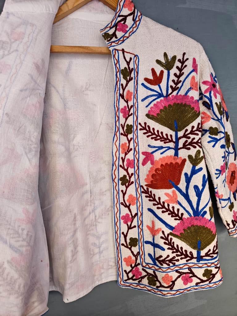 Indische Handstickerei Jacke Mantel, Damen Winterjacken, Brautjungfern Geschenk, Winterjacke, Kimono Robe, Brautjungfernjacken Baumwolle Suzani