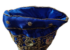 Indische Ethno-Potli-Tasche mit Spiegelarbeit | Handtasche | Geldbörse für Partys, Hochzeiten und Geschenke | Spiegel-Potli für Damen | Schmuckgeldbörse für Damen, Blau